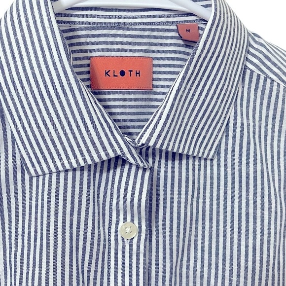 KLOTH STRIPPED GREYISH BLUE AND WHITE BLOUSE - Picture 7 of 7